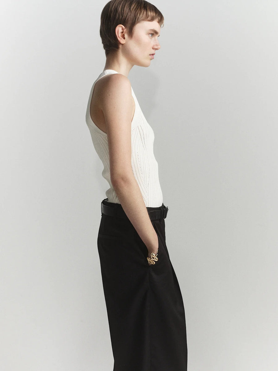 0125 Rib Corset Singlet - White