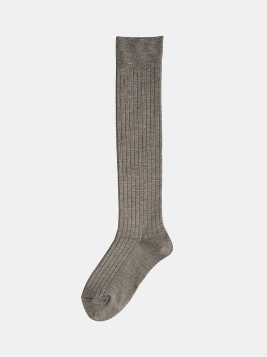 Merino Wool Ribbed High Socks