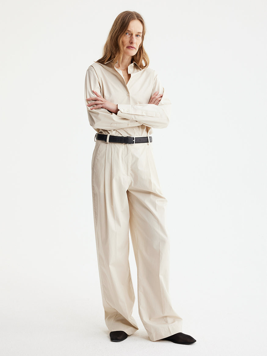 Wide Leg Plisseret Chino