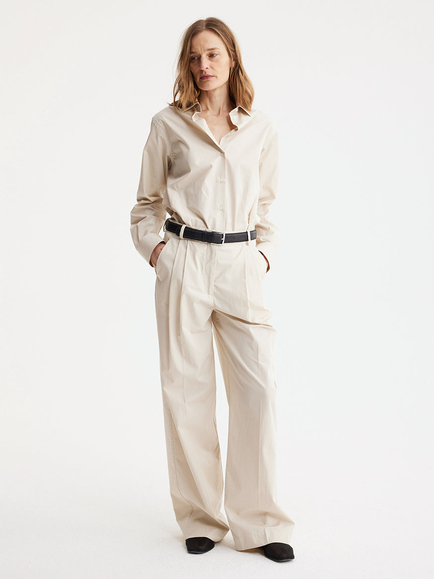 Wide Leg Plisseret Chino