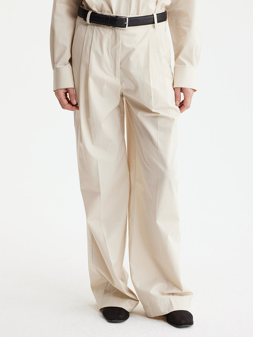 Wide Leg Plisseret Chino