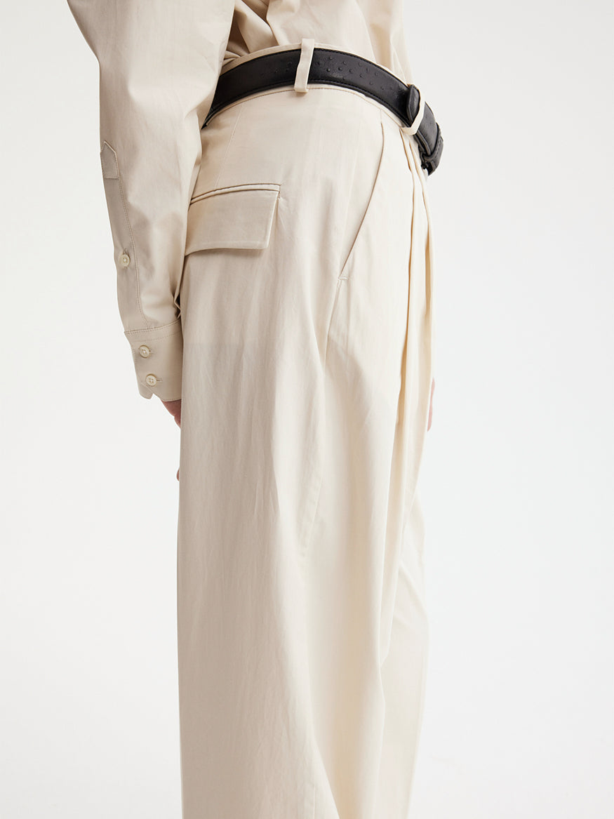 Wide Leg Plisseret Chino