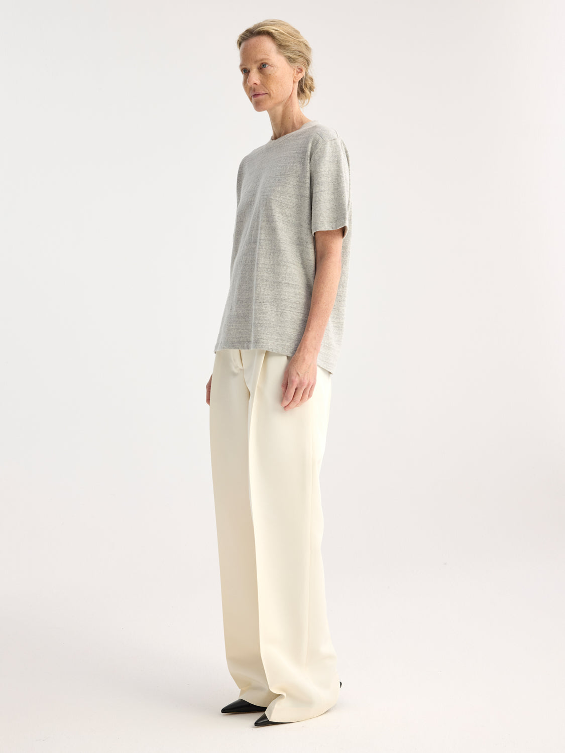Japansk Mouliné Jersey T-Shirt | Lysegrå Melange