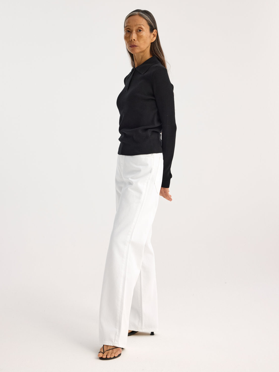 Rib Knitted Polo | Black