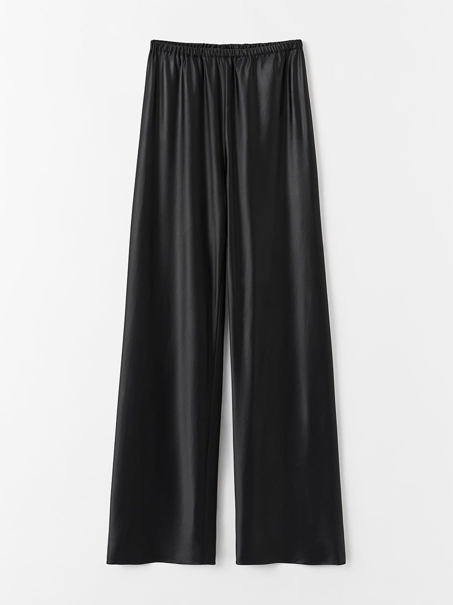 Bias Satin Trousers - Black