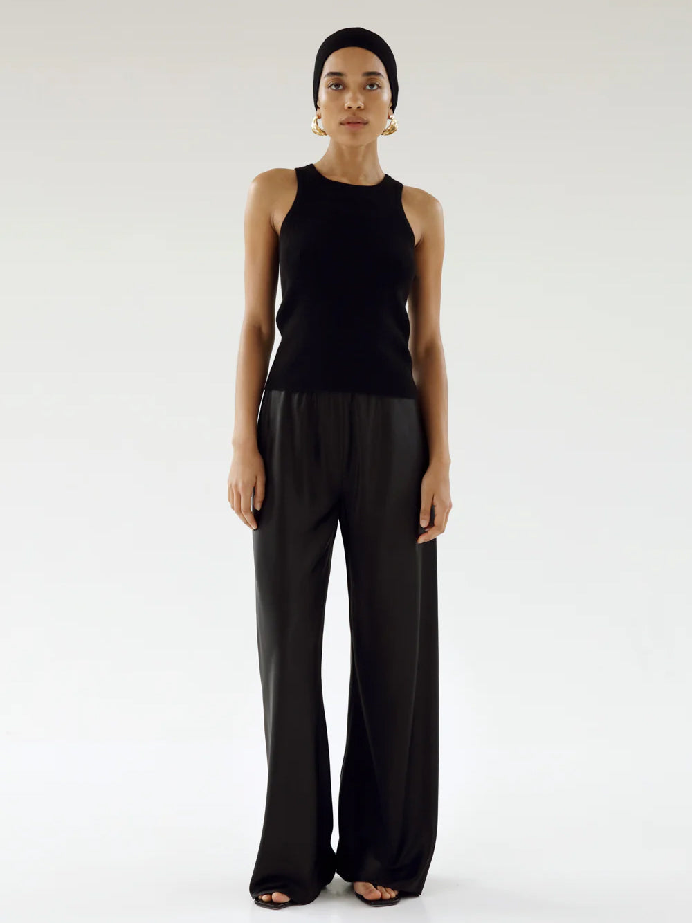 Bias Satin Trousers - Black