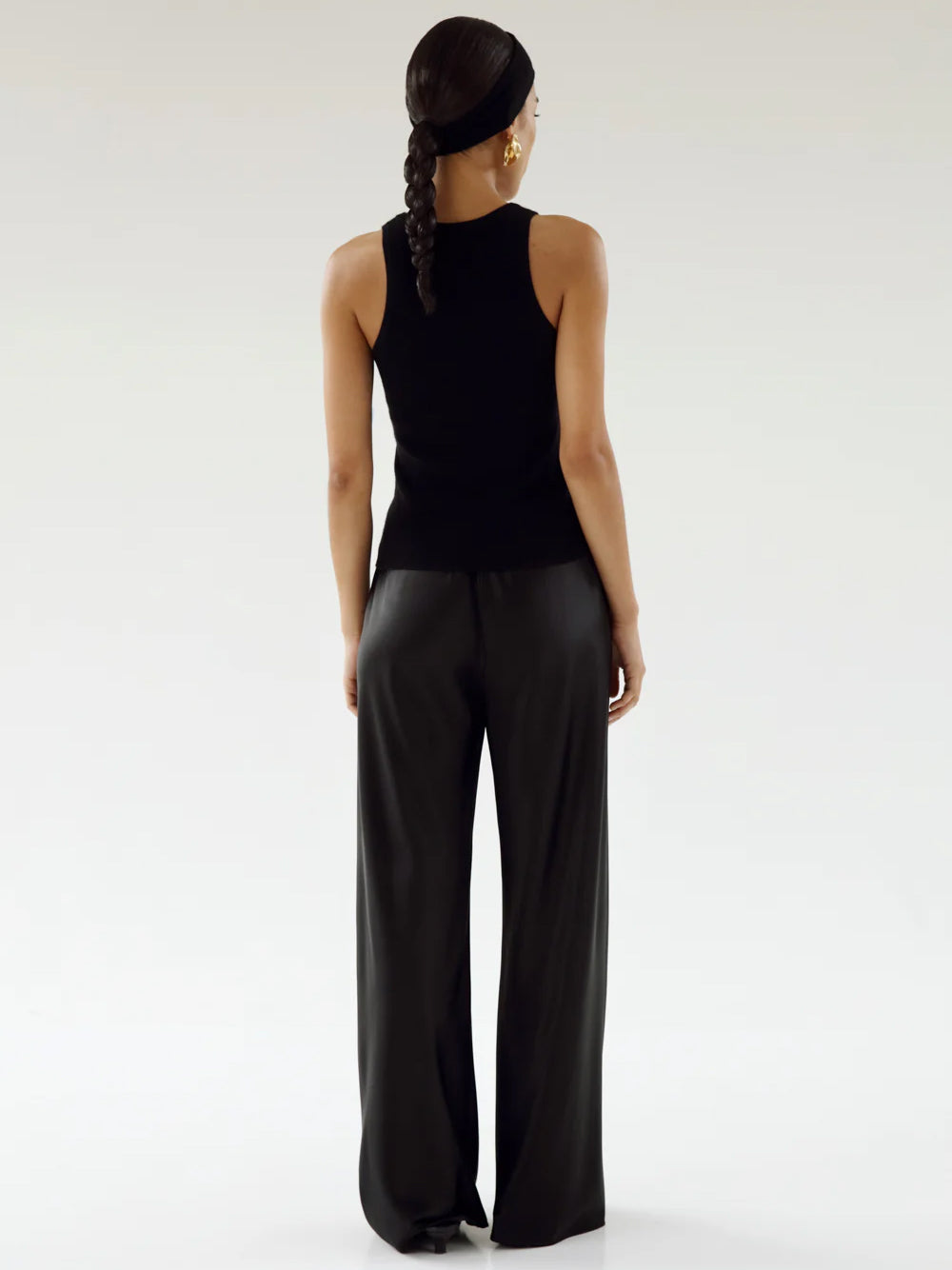 Bias Satin Trousers - Black