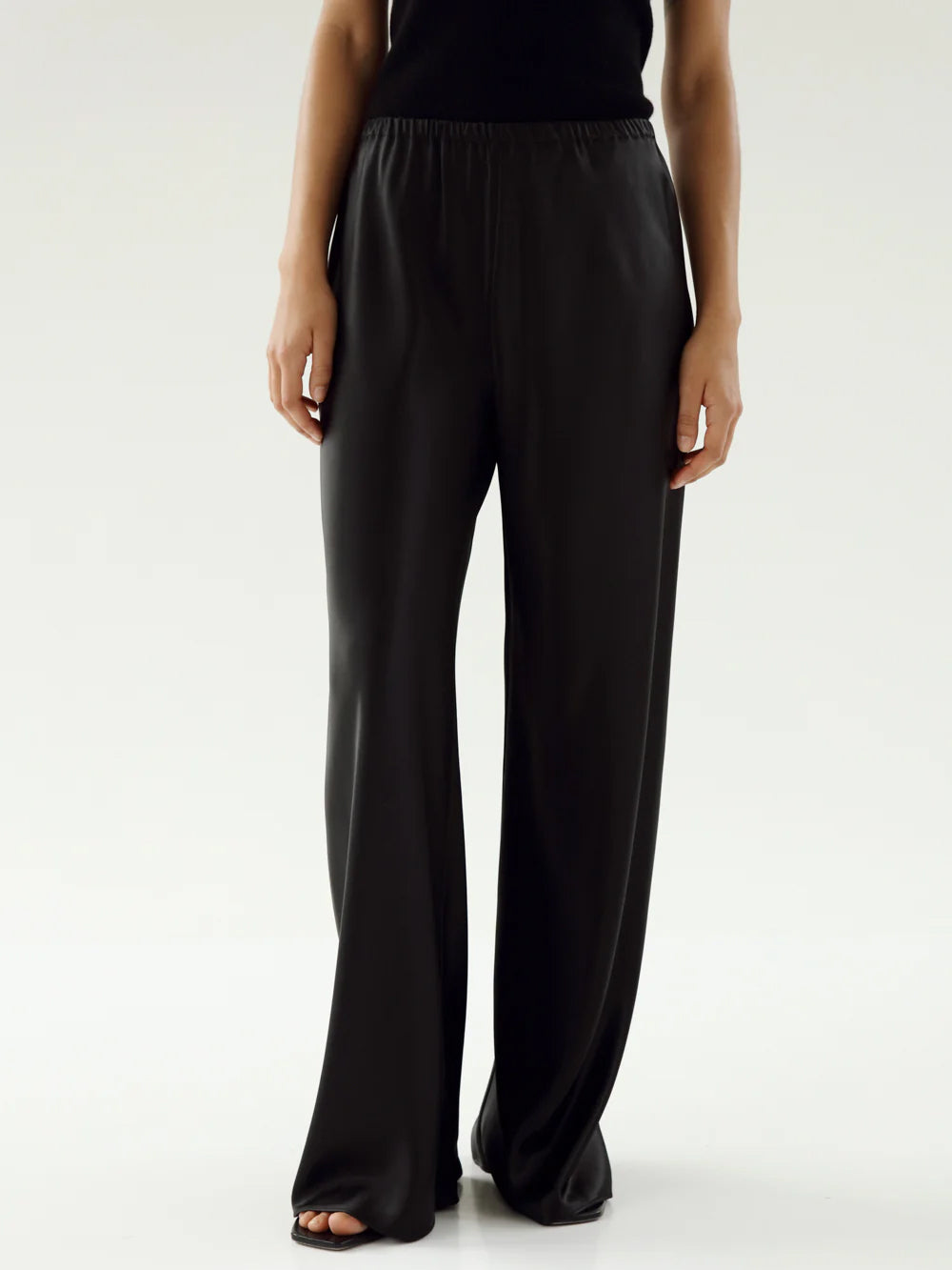 Bias Satin Trousers - Black