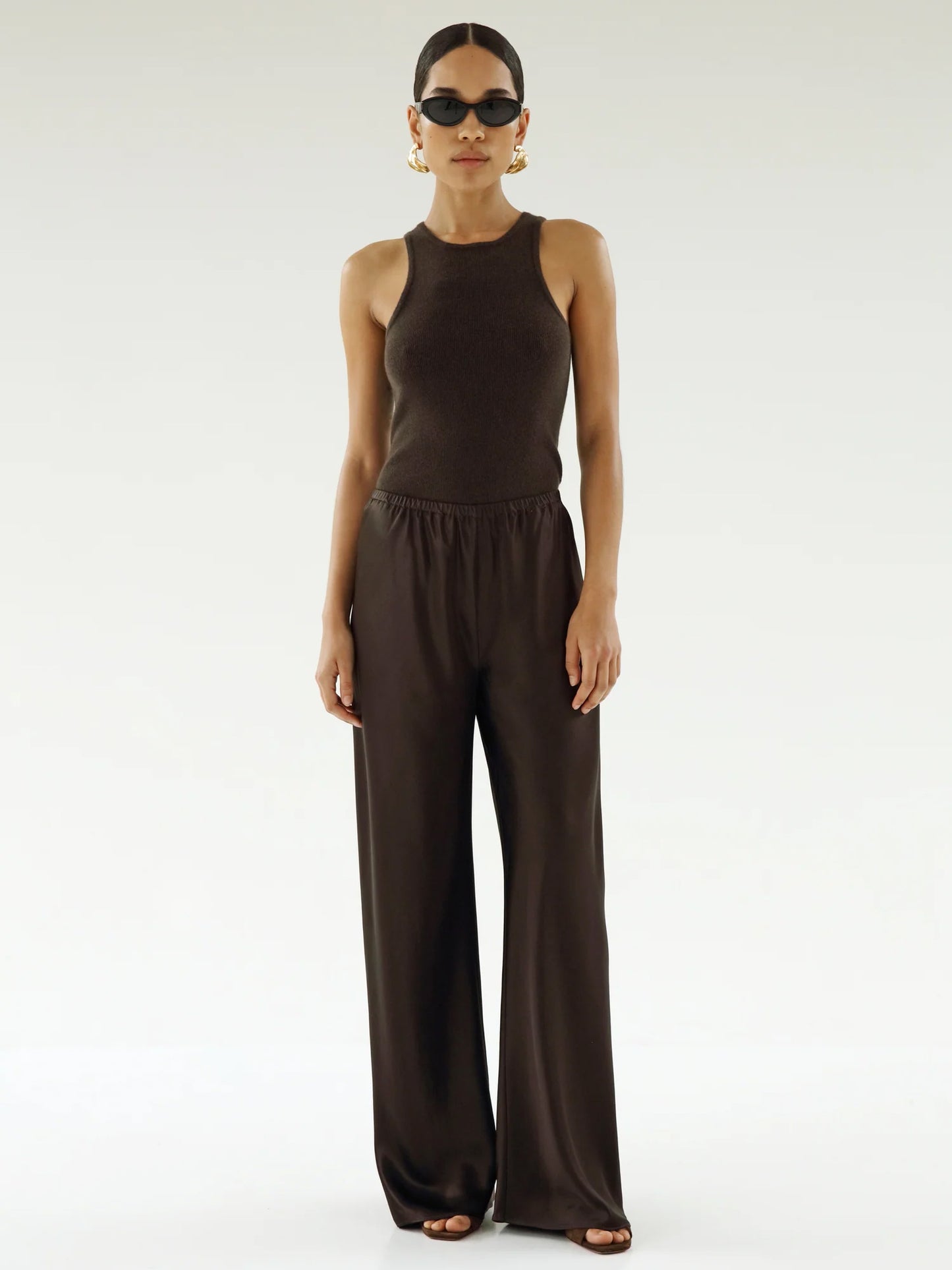 Bias Satin Trousers - Chocolate