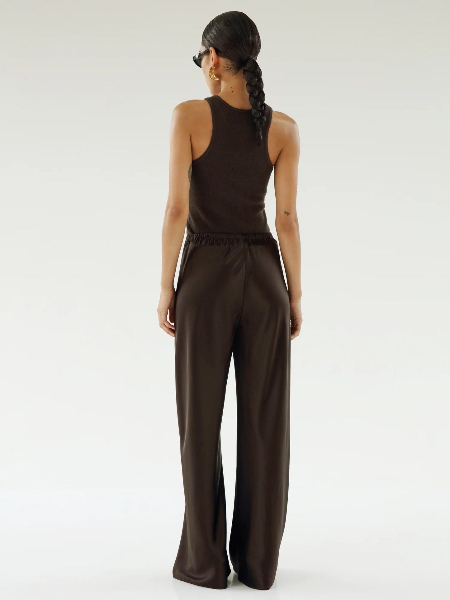 Bias Satin Trousers - Chocolate