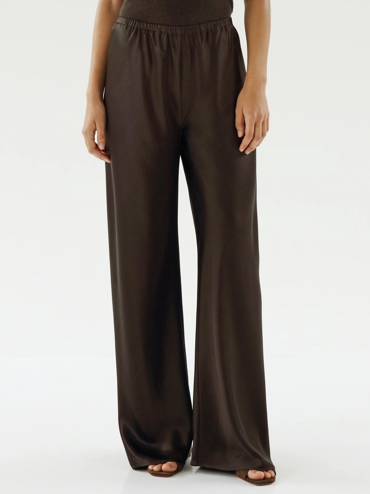 Bias Satin Trousers - Chocolate