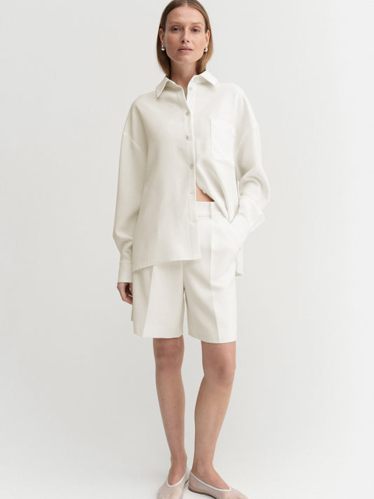 Blair Crepe Shorts - Creme