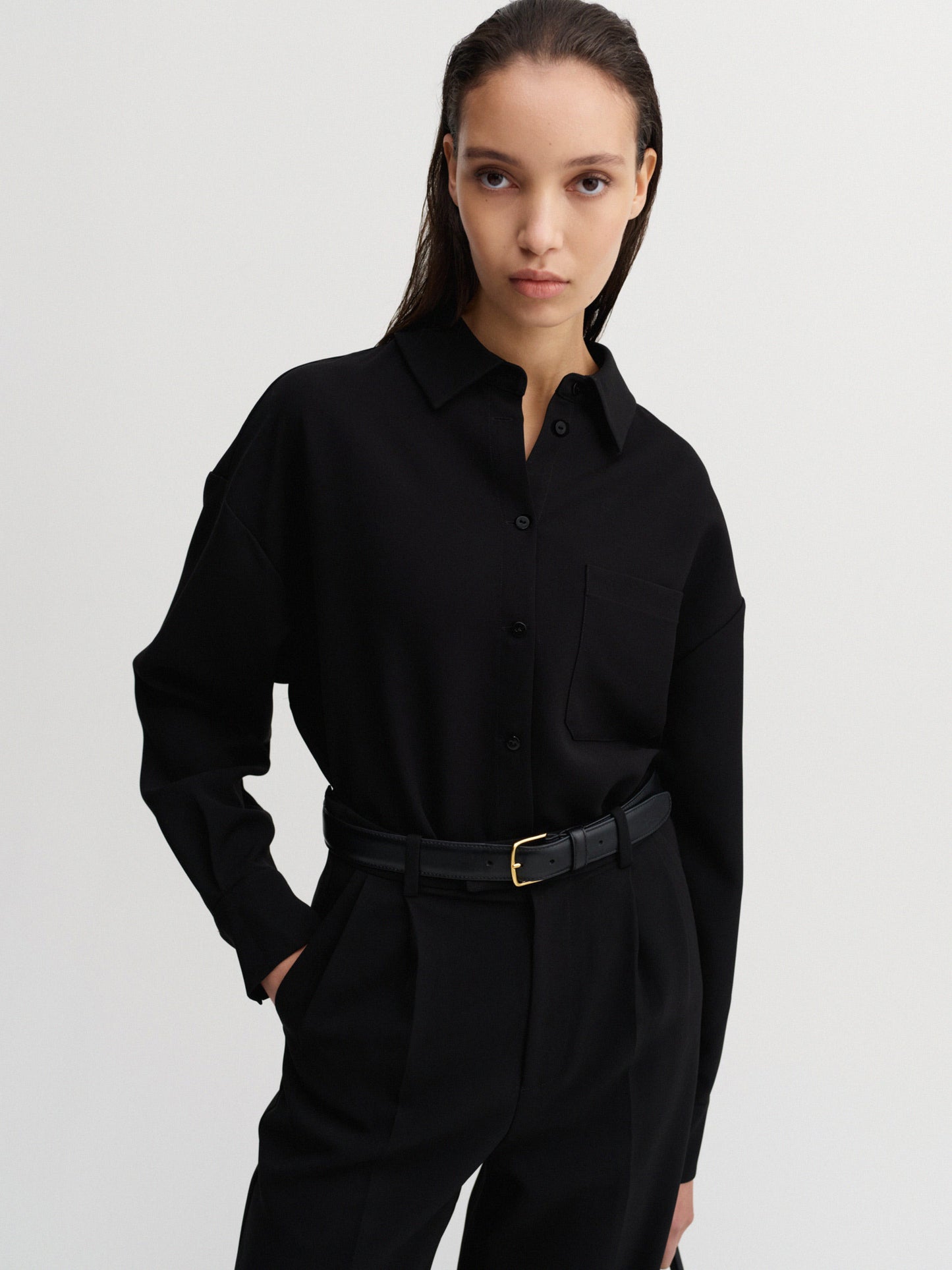 Finn Crepe Shirt - Black