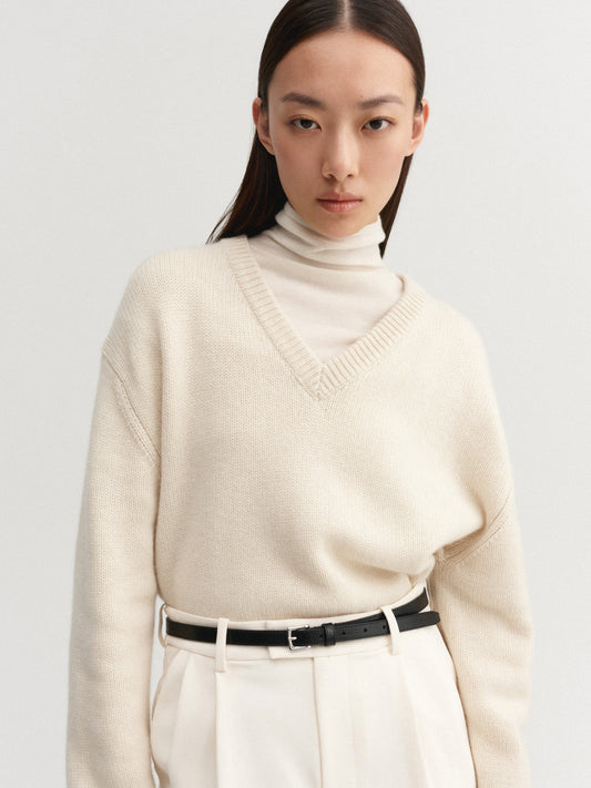 Yara V-Neck Sweater - Vanilla