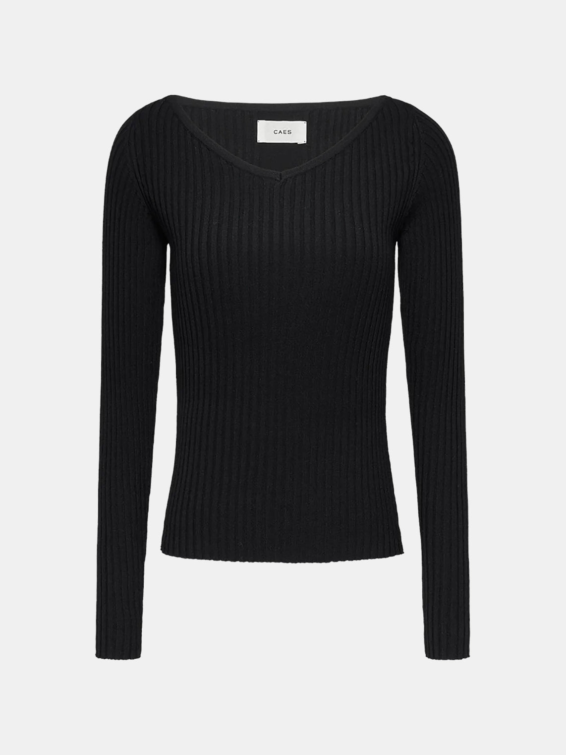 0202 Viscose V-neck Fitted Top - Black