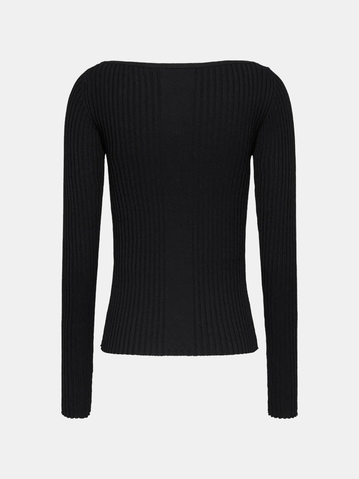 0202 Viscose V-neck Fitted Top - Black