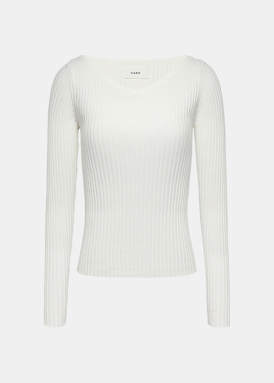 0202 Viscose V-neck Fitted Top - White