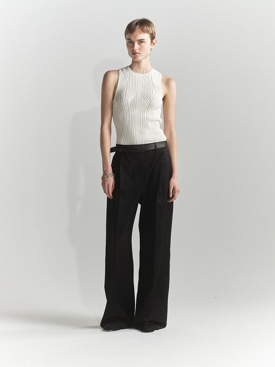 0125 Rib Corset Singlet - White