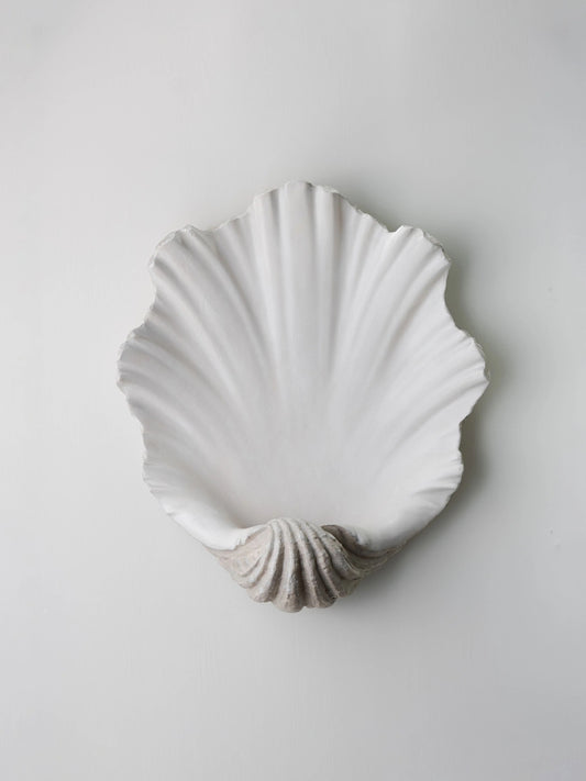 Scallop Shell Væglampe - Antik Gips