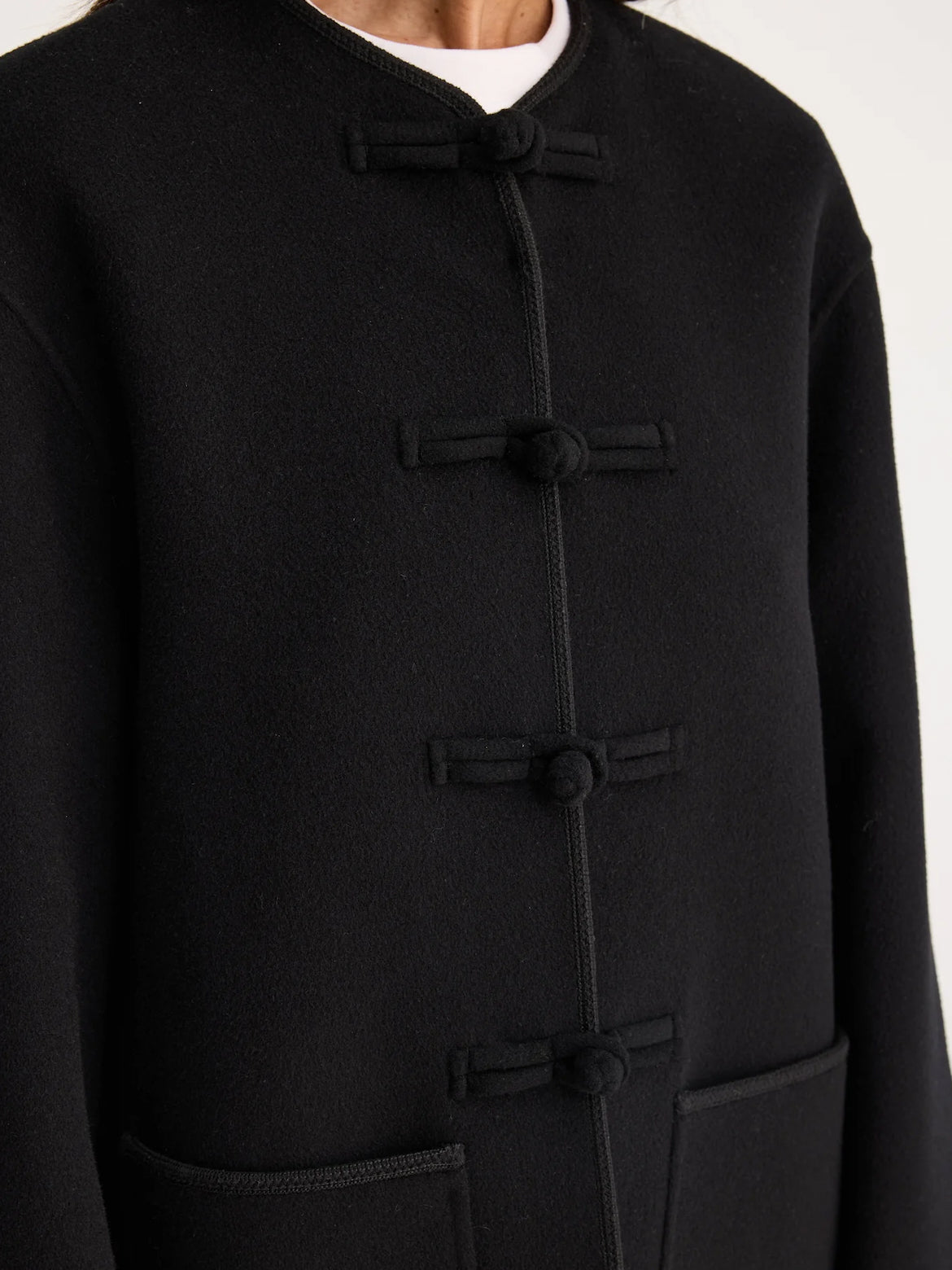 Mandarin Closure Jacket - Black