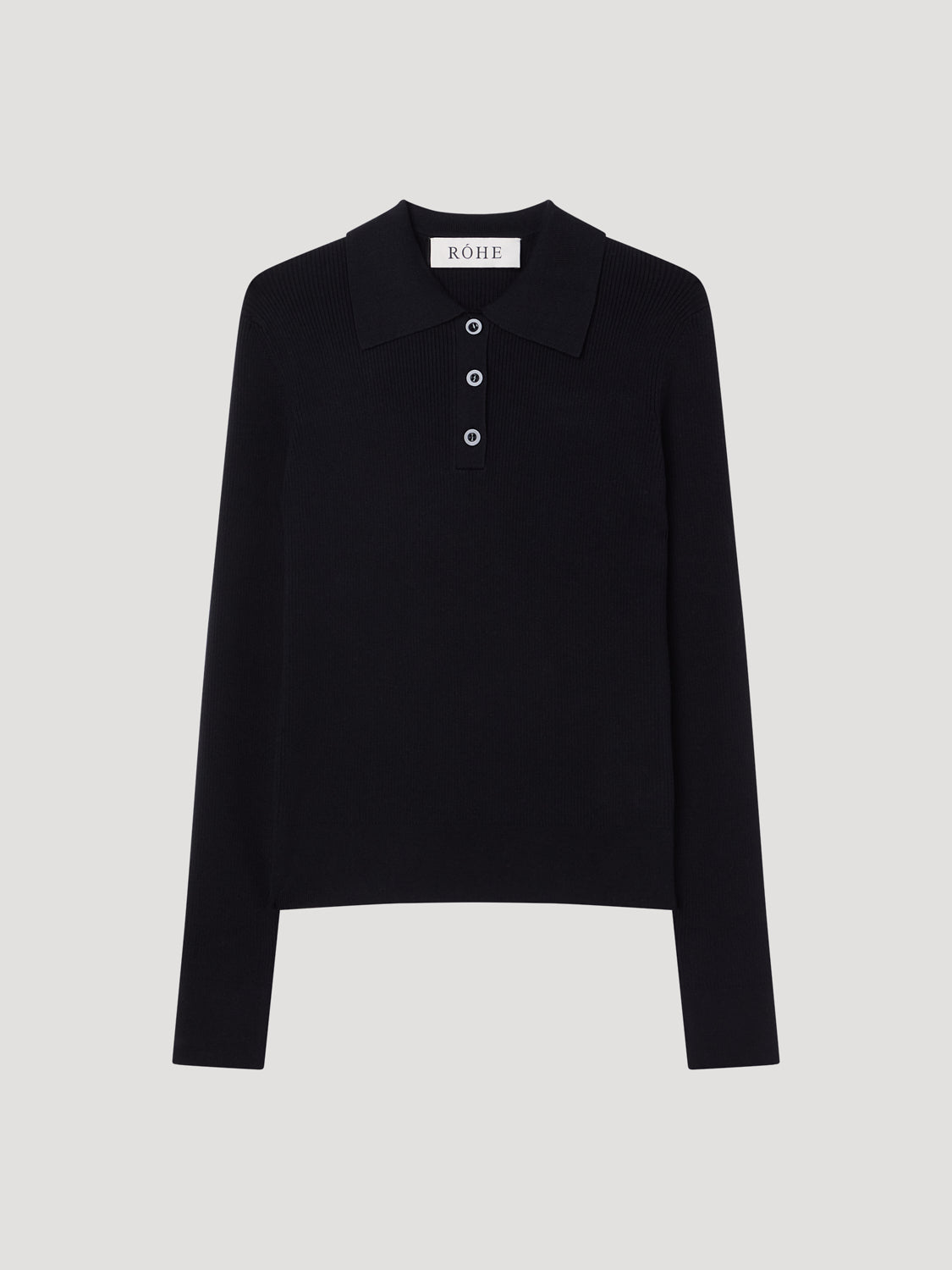 Ribstrikket Polo | Sort