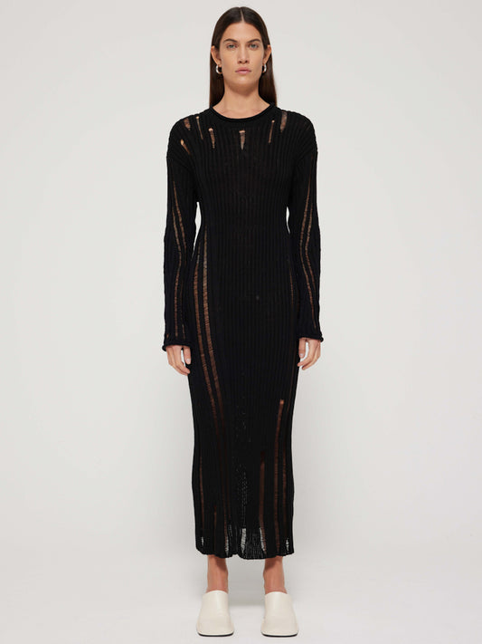 Drop Needle Raw Knitted Dress