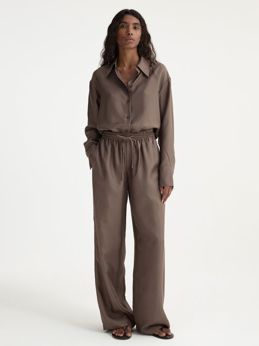 Relaxed Silk Trousers | Taupe