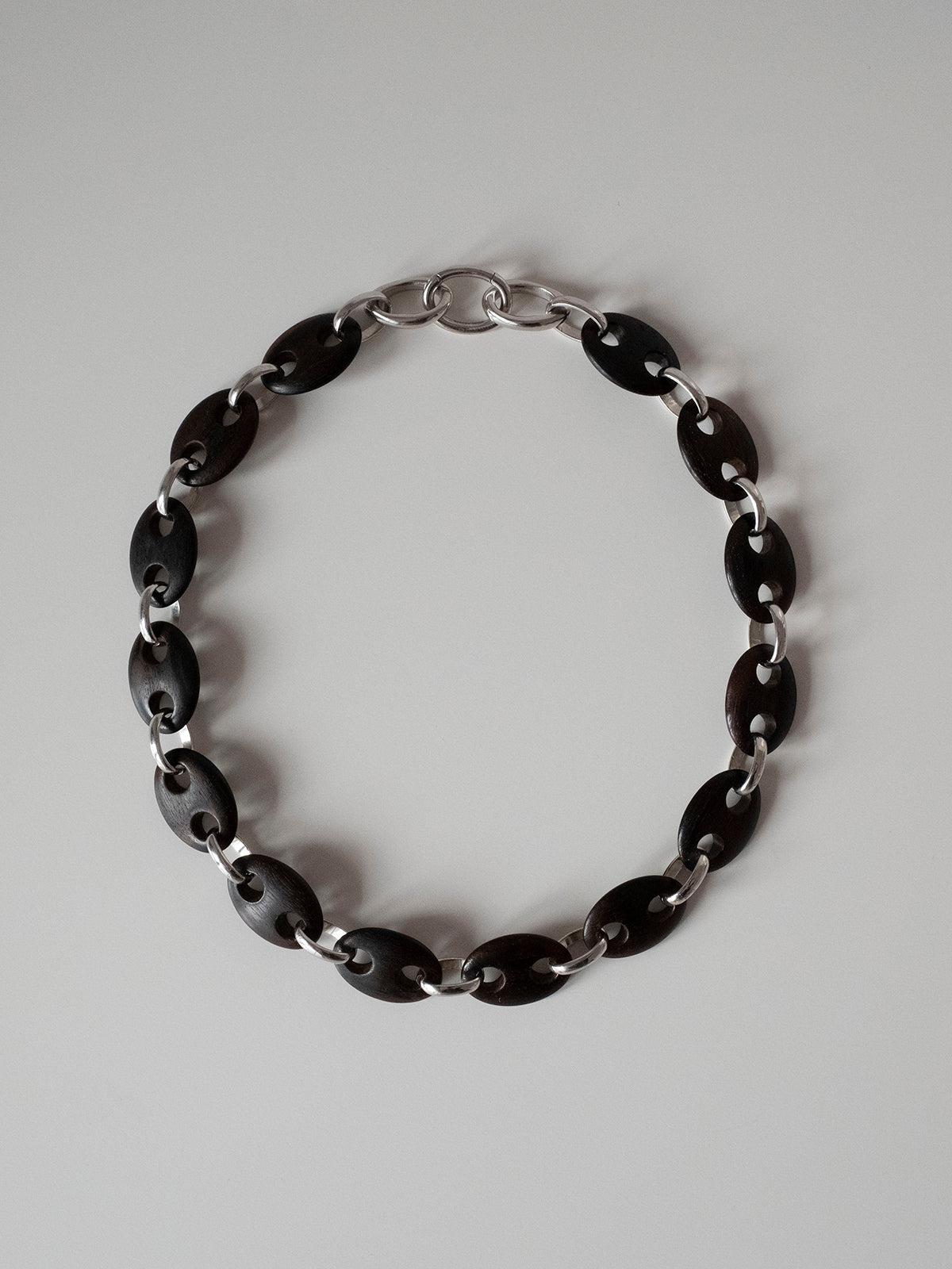 Mini Oval Ebony Link Chain Necklace