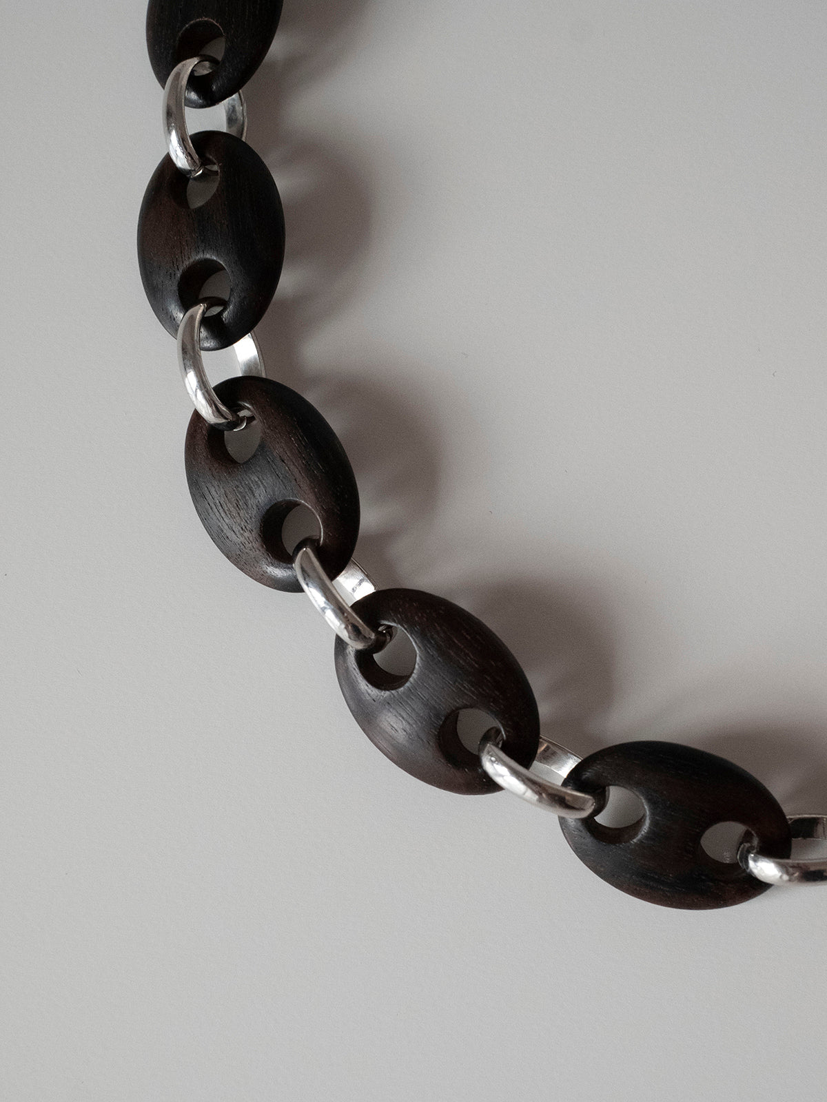 Mini Oval Ebony Link Chain Necklace