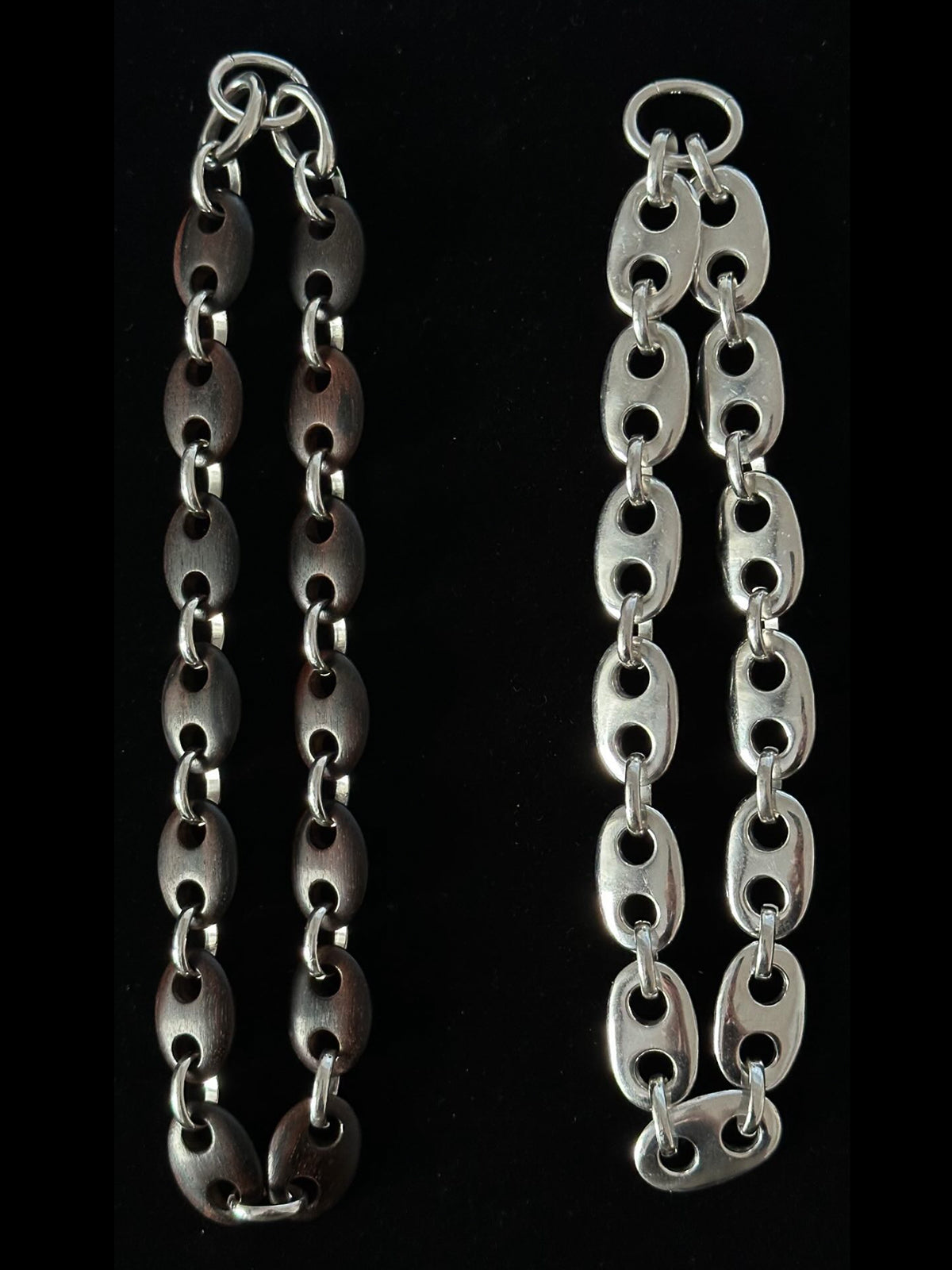 Mini Oval Ebony Link Chain Necklace